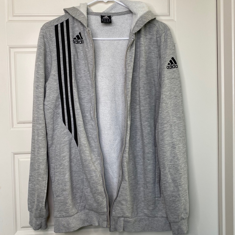 ADIDAS GREY AND BLACK ZIP JACKET XL